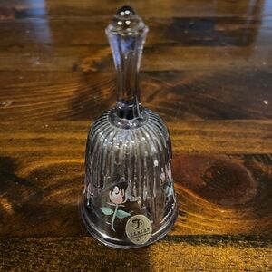 Fenton Purple Glass Bell with hand painted Floral Accents